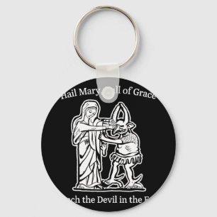 Hail mary full of grace punch the devil faith humo key ring