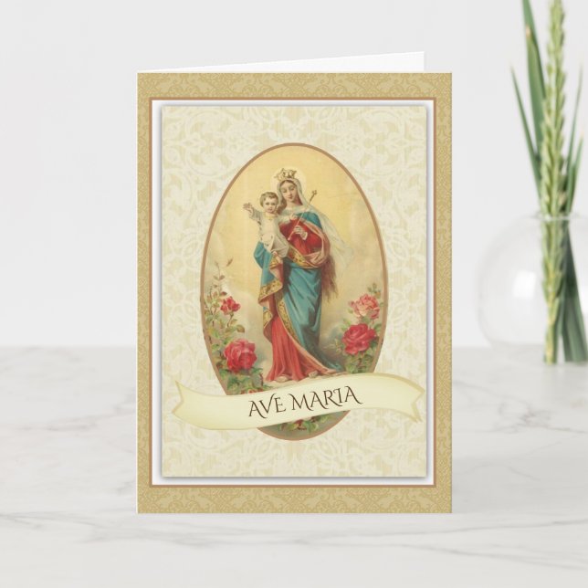 HAIL MARY in LATIN BLESSED VIRGIN JESUS Card (Front)