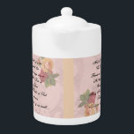 Hail Mary Prayer<br><div class="desc">Beautiful 'Hail Mary' prayer teapot. Design created in translucent layers with roses, on a light pink background.</div>