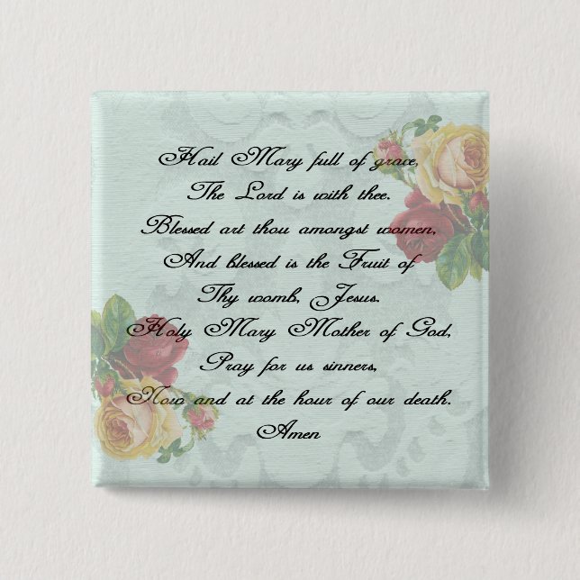 Hail Mary Prayer 15 Cm Square Badge (Front)