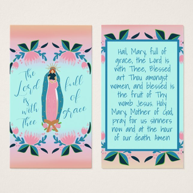 Hail Mary Prayer Catholic Kids Holy Card (Front & Back)