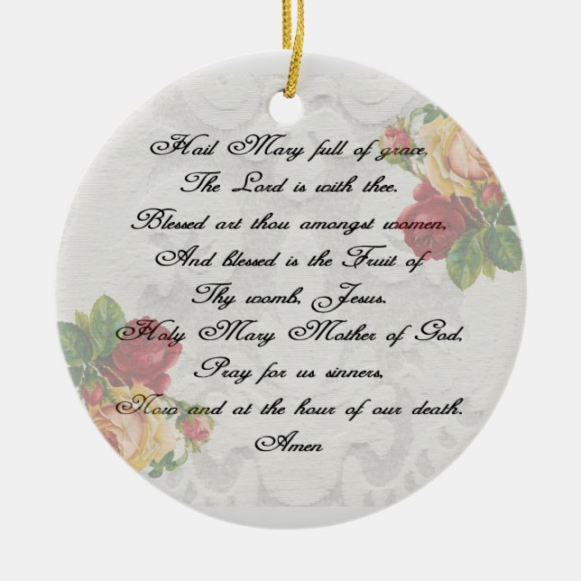Hail Mary Prayer  Ceramic Ornament (Front)