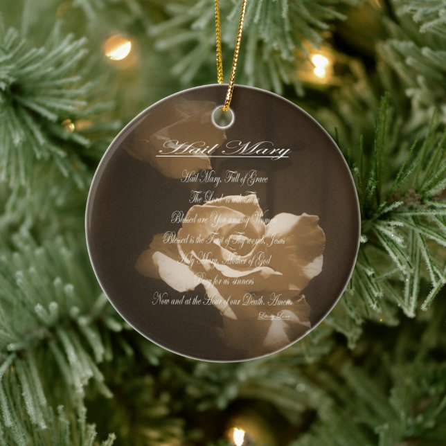 Hail Mary Prayer Ceramic Ornament (Tree)