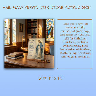 Hail Mary Prayer Desk Décor Acrylic Sign