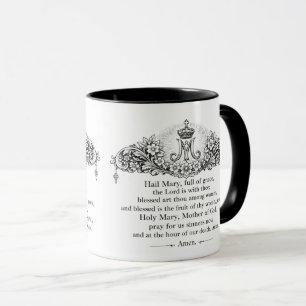 Hail Mary Prayer English & Latin Catholic Mug