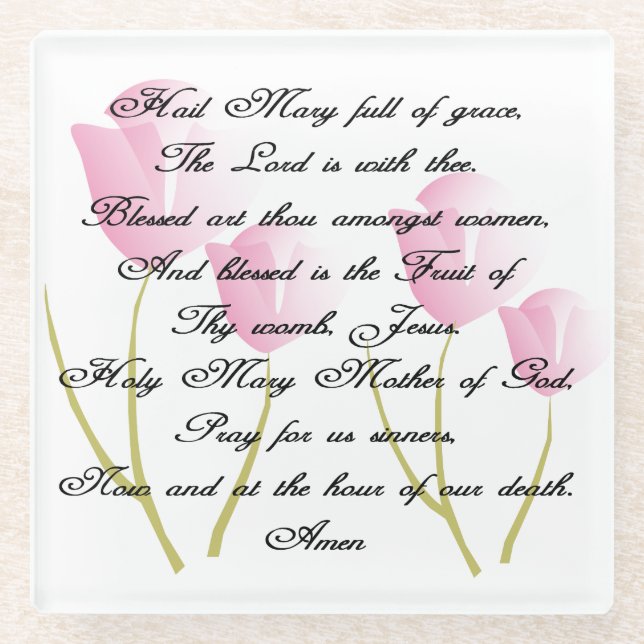 Hail Mary Prayer Glass Coaster (Front)