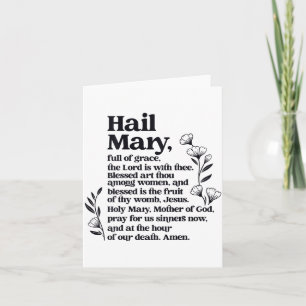 Hail Mary Prayer Marian Floral Christian Blessed M Card