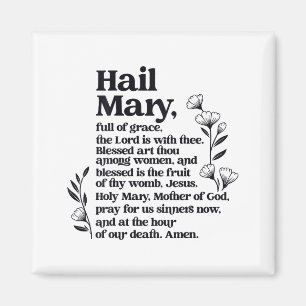 Hail Mary Prayer Marian Floral Christian Blessed M Magnet