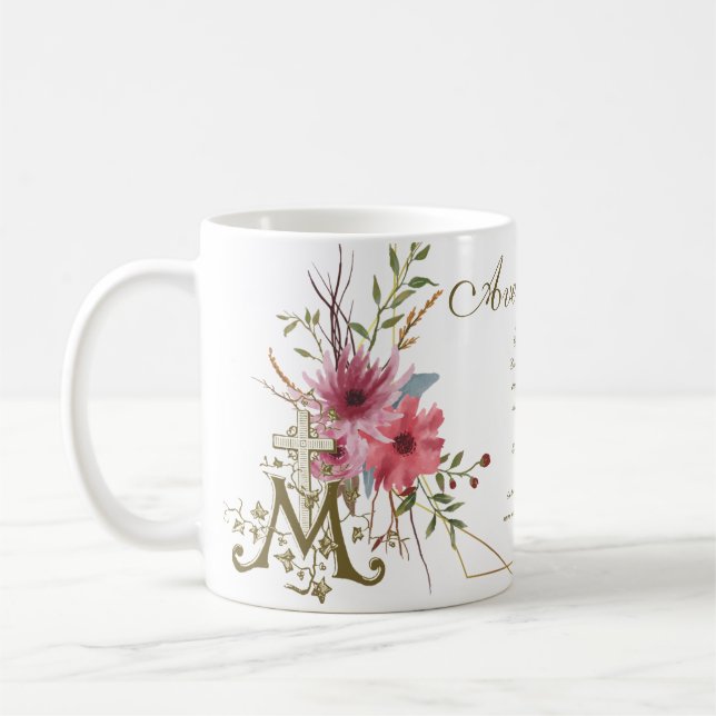 Hail Mary Prayer Religious Ave Maria Latin Coffee Mug (Left)