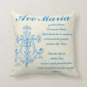 Hail Mary Prayer Religious Ave Maria Latin Cushion