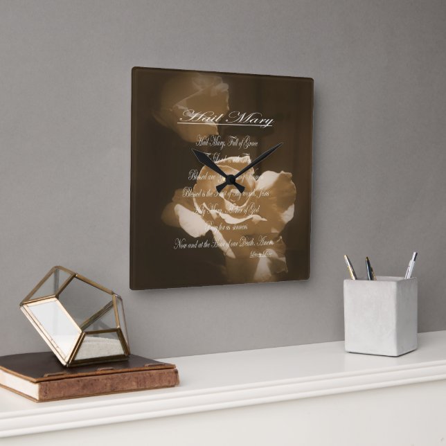 Hail Mary Prayer Square Wall Clock (Office)