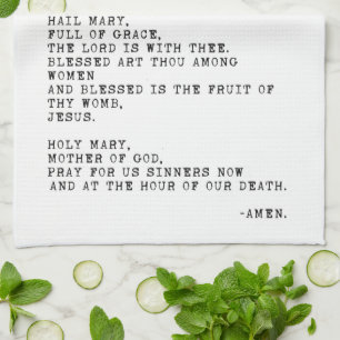 Hail Mary Prayer Tea Towel