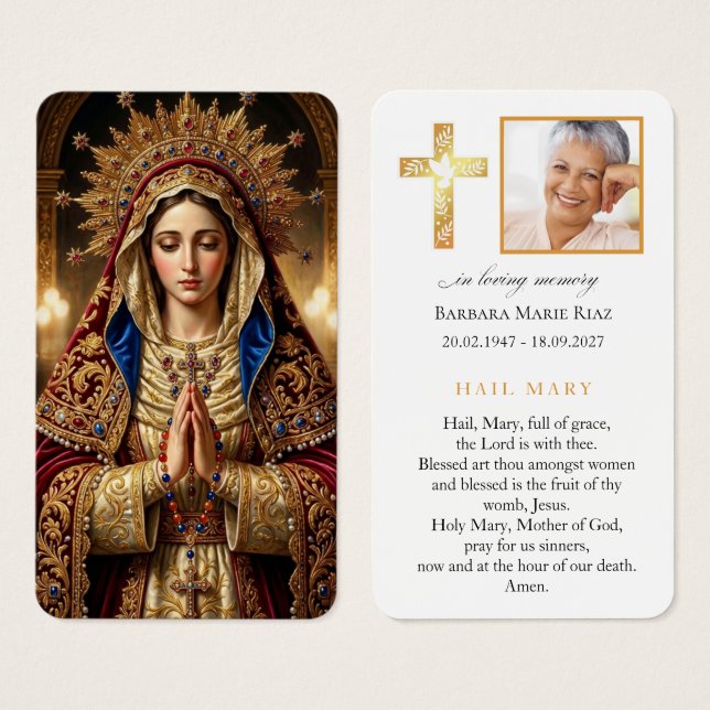 Hail Mary Religious Funeral Prayer Card (Front & Back)