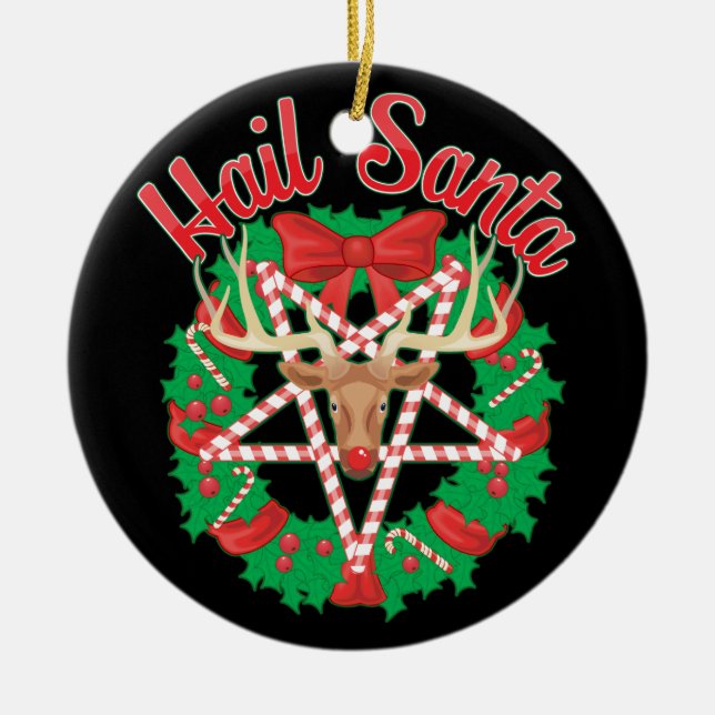Hail Santa! Ceramic Tree Decoration (Front)