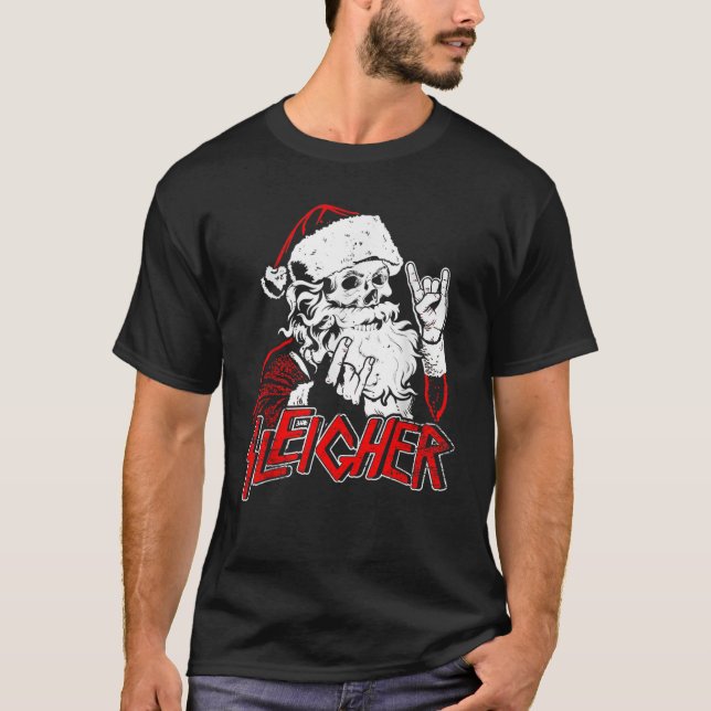 Hail Santa Claus Christmas Merry Krampus Xmas Skul T-Shirt (Front)