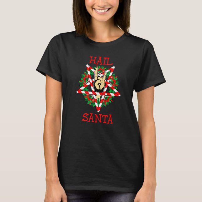 Hail Santa Claus Sleigher Christmas Rock Death Met T-Shirt (Front)