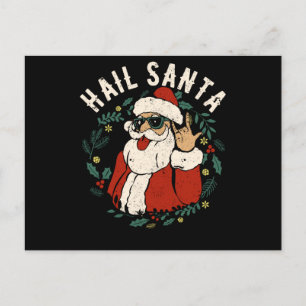 Hail Santa Claus Sleigher Christmas Rock Metal Postcard