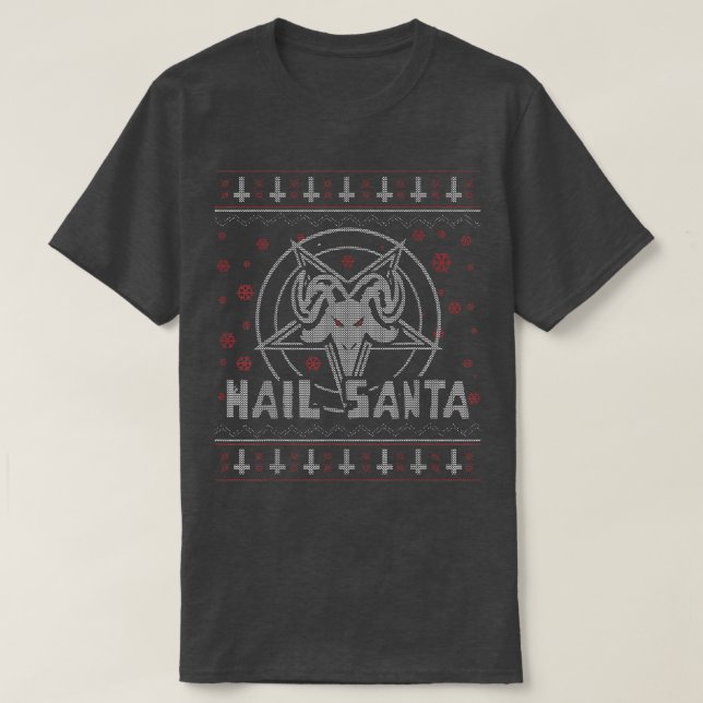 Hail Santa Evil Funny Ugly Christmas Sweater  (Design Front)