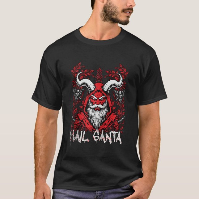 Hail Santa Pagan Happy Solstice Gothic Christmas S T-Shirt (Front)