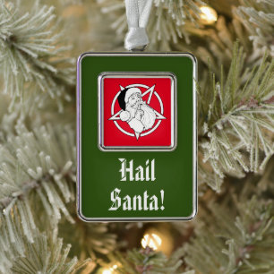 Hail Santa! Satanic Funny Silver Plated Framed Ornament