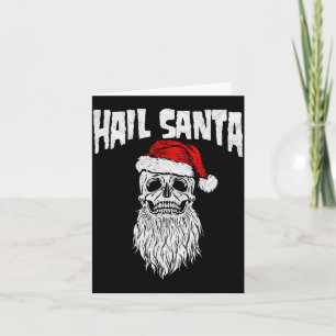 Hail Santa! Vintage Skull &amp; Santa Hat Retro Fu Card