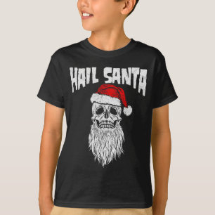 Hail Santa! Vintage Skull &amp; Santa Hat Retro Fu T-Shirt
