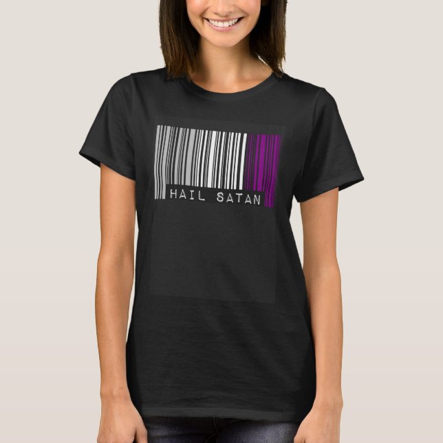 Hail Satan Asexual Pride Flag Barcode Satanist Equ T-Shirt (Front)