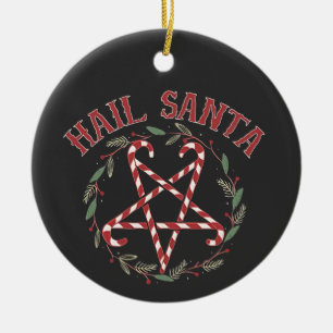 Hail Satan Christmas Krampus Xmas Devil Candy Ceramic Ornament