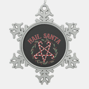 Hail Satan Christmas Krampus Xmas Devil Candy Snowflake Pewter Christmas Ornament
