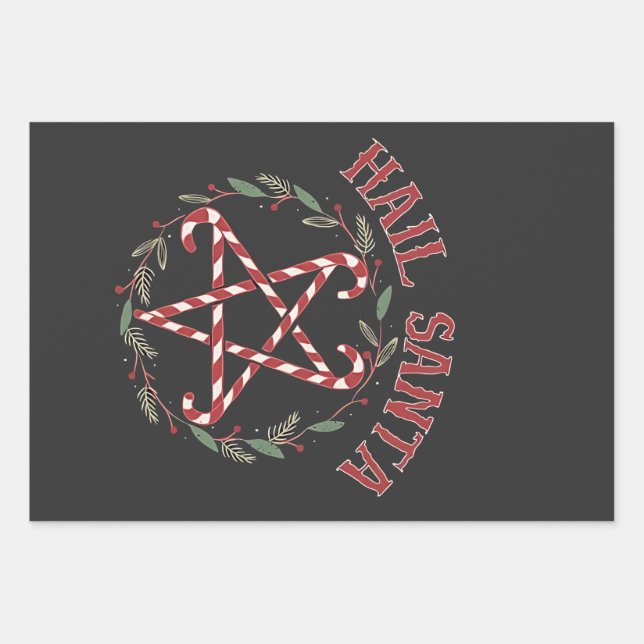 Hail Satan Christmas Krampus Xmas Devil Candy  Wrapping Paper Sheet (Front)