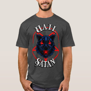 Hail Satan Demon Cat Black Metal Occult Kitty  T-Shirt