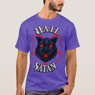 Hail Satan Demon Cat Black Metal Occult Kitty  T-Shirt