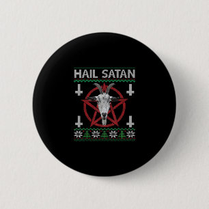 Hail Satan Goat Head Pentagram Funny Satanic Ugly 6 Cm Round Badge