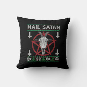 Hail Satan Goat Head Pentagram Funny Satanic Ugly Cushion