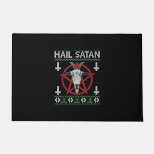 Hail Satan Goat Head Pentagram Funny Satanic Ugly Doormat