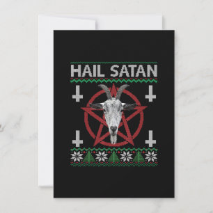 Hail Satan Goat Head Pentagram Funny Satanic Ugly Invitation