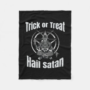 Hail Satan Pentagram Goat Halloween Fleece Blanket