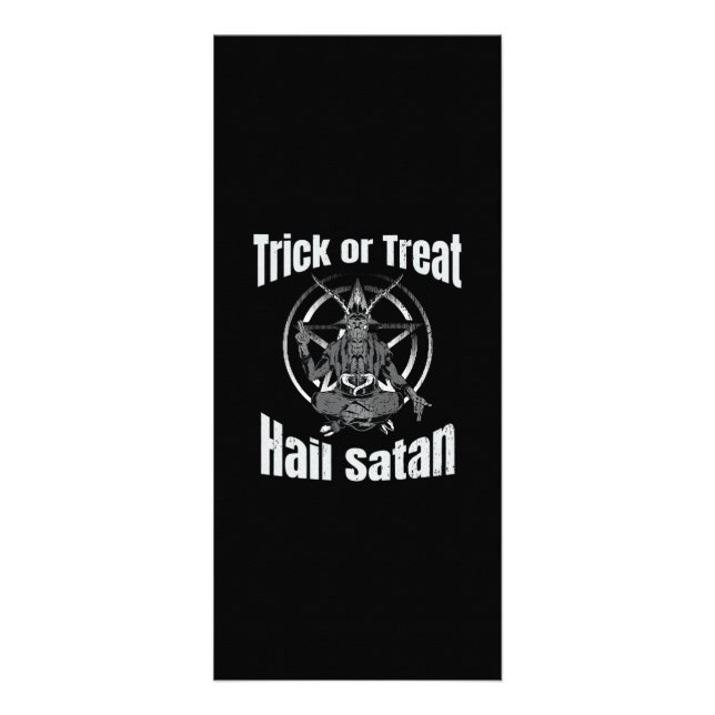 Hail Satan Pentagram Goat Halloween Rack Card (Front)