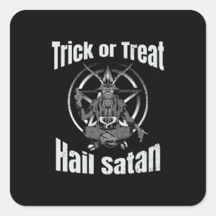 Hail Satan Pentagram Goat Halloween Square Sticker