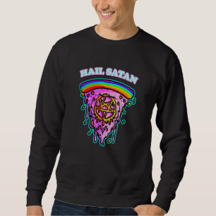 Hail Satan Pizza Slice Pentagram Satanic Symbol Pi Sweatshirt