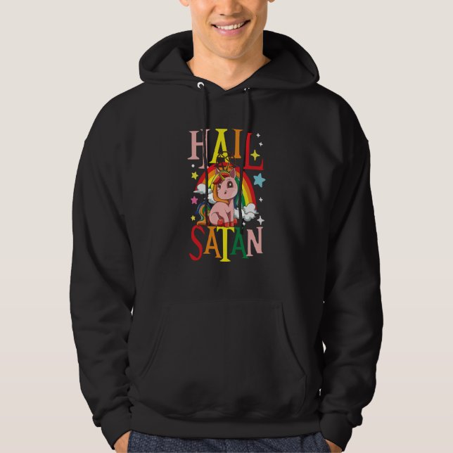 Hail Satan Unicorn Rainbow Hoodie (Front)