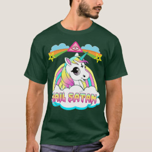 Hail Satan Unicorn Rainbow Painting Drawing Design T-Shirt