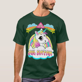 Hail Satan Unicorn Rainbow Painting Drawing Design T-Shirt