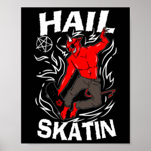 Hail Skatin Occult Satanic Pentagram 666 Satan Ska Poster