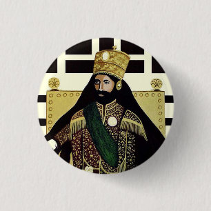 Haile Selassie Empire of Ethiopia Rastafari Button
