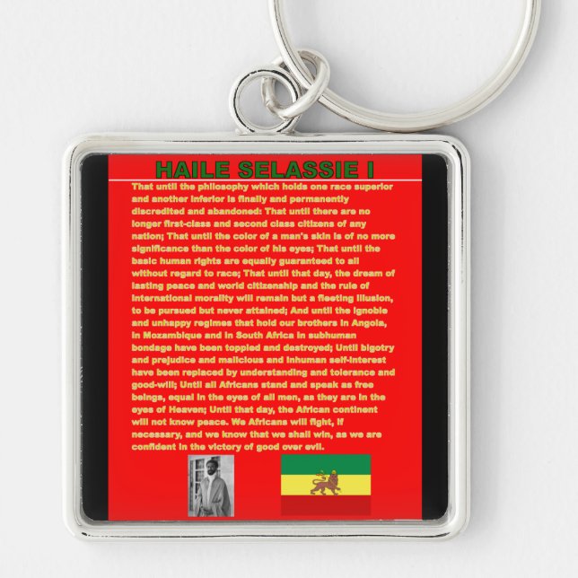 Haile Selassie Famous War Speech to UN 1963 Key Ring (Front)