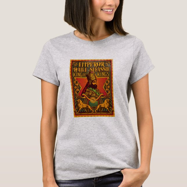 Haile Selassie I HIM Jah Rastafari Rasta Jah Bless T-Shirt (Front)