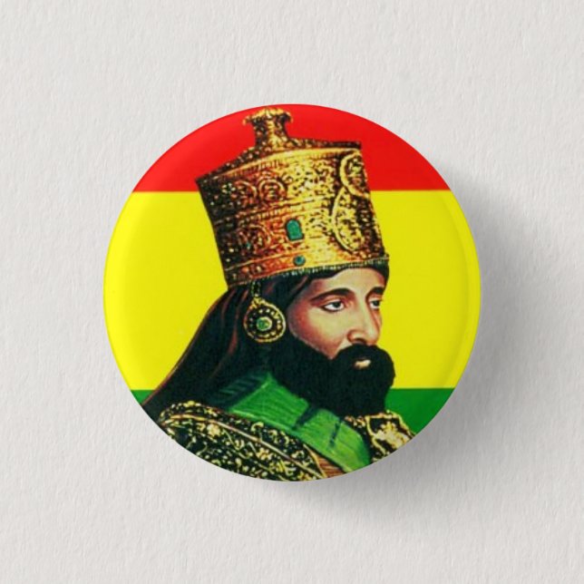 Haile Selassie I Jah Rastafari Reggae Rasta Button (Front)