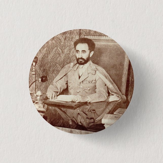 Haile Selassie I Jah Rastafari Reggae Rasta Button (Front)