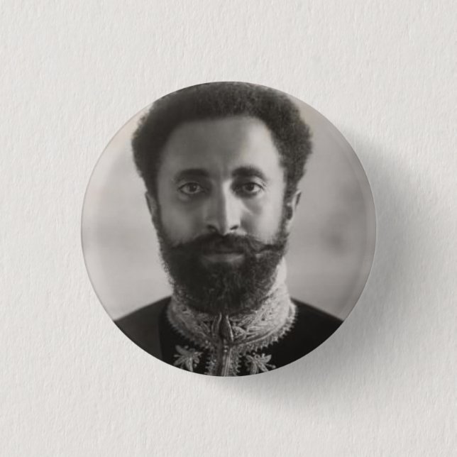 Haile Selassie I Jah Rastafari Reggae Rasta Button (Front)